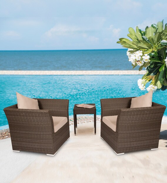 Buy Kingston Outdoor Chair In Brown Colour With Side Table By Ventura Online Patio Tables Sets Tables Furniture Pepperfry Product