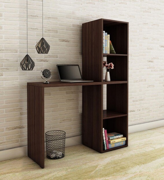 Buy Kishi Study Desk with Book Shelf in Nut Brown Finish Mintwud by Pepperfry Online Modern