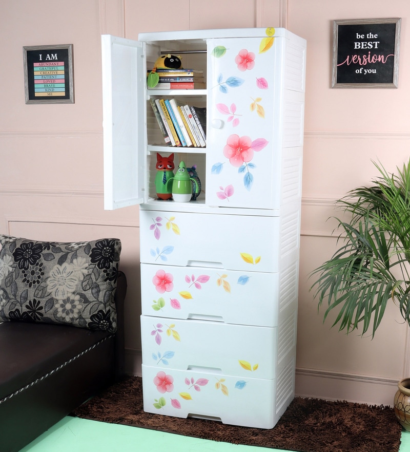 Buy Bologna Flower Plastic Kids 2 Door Wardrobe in White Colour by The Tickle Toe Online Kids