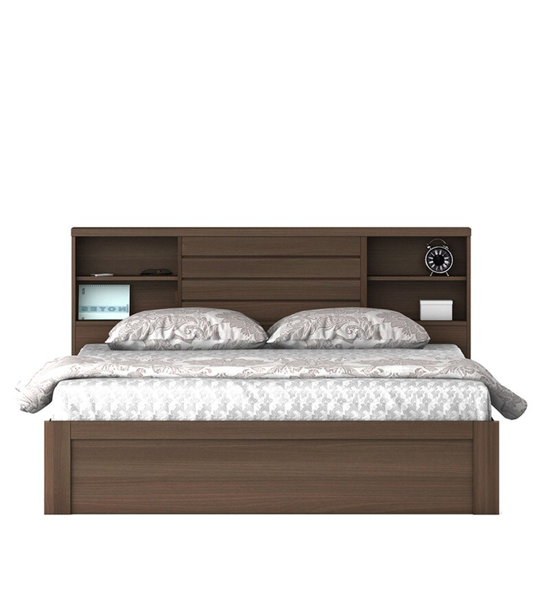 Buy Kimi King Size Bed With Box Storage In Moldau Akazia Brown Colour