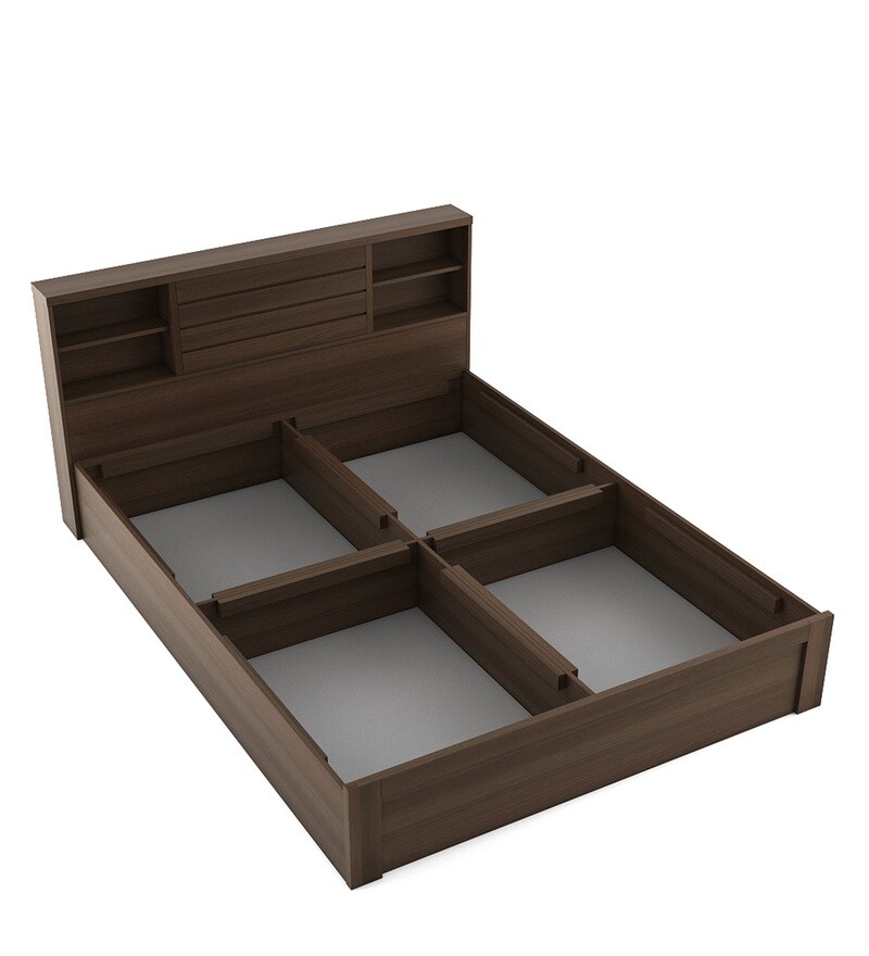 Buy Kimi King Size Bed With Box Storage In Moldau Akazia Brown Colour