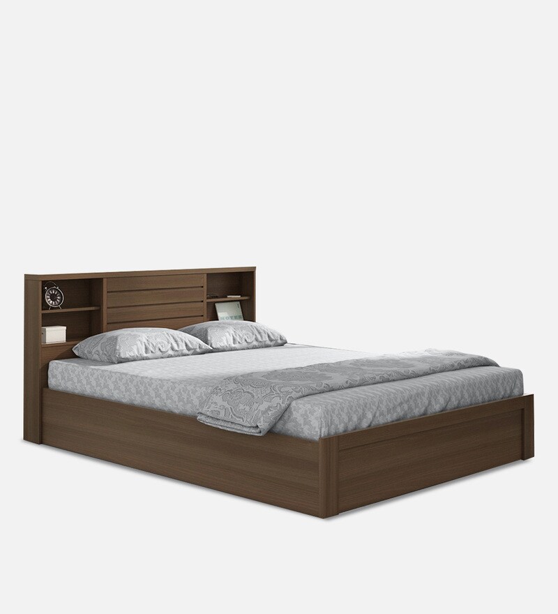 Buy Kimi King Size Bed With Box Storage In Moldau Akazia Brown Colour