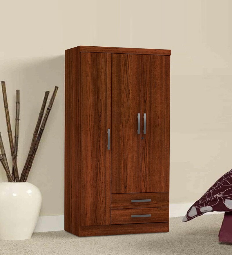 Buy Kimura Three Door Wardrobe with Two Drawers in Teak ...