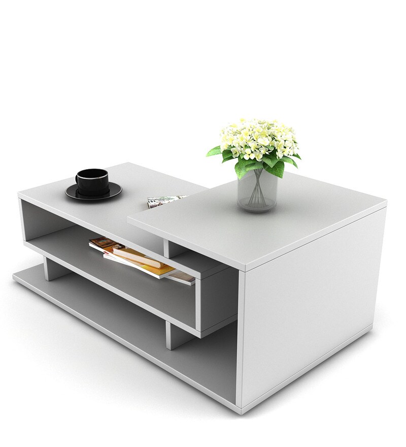 Buy Kiosk Coffee Table In Frosty White Colour By A Globia Creations