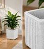 KIA SQ Marble White 12 Inch German Polymer Round Plant Container