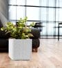 KIA SQ Marble White 12 Inch German Polymer Round Plant Container