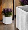 KIA SQ Marble White 17 Inch German Polymer Round Plant Container