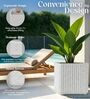 KIA SQ Marble White 17 Inch German Polymer Round Plant Container