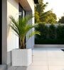 KIA SQ Marble White 17 Inch German Polymer Round Plant Container