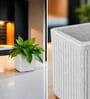 KIA SQ Marble White 8 Inch German Polymer Round Plant Container