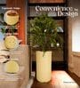 KIA TALL Beige 24 Inch German Polymer Round Plant Container
