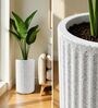 KIA TALL Marble White 18 Inch German Polymer Round Plant Container