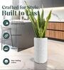KIA TALL Marble White 24 Inch German Polymer Round Plant Container