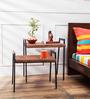 Kiaka Set of Two Tables in Premium Acacia Finish with Metal on Rent