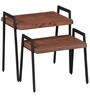 Kiaka Set of Two Tables in Premium Acacia Finish with Metal on Rent