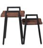 Kiaka Set of Two Tables in Premium Acacia Finish with Metal on Rent