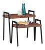 Kiaka Set of Two Tables in Premium Acacia Finish with Metal on Rent