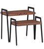 Kiaka Set of Two Tables in Premium Acacia Finish with Metal on Rent