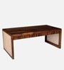 Kian Sheesham Wood Coffee Table With Rattan In Walnut