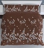 Brown Floral 144 TC Poly Cotton 1 Double Bedsheet with 2 Pillow Covers