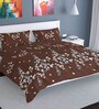 Brown Floral 144 TC Poly Cotton 1 Double Bedsheet with 2 Pillow Covers