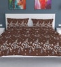 Brown Floral 144 TC Poly Cotton 1 Double Bedsheet with 2 Pillow Covers