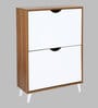 Kibo 12 Pair 2 Tier Shoe Cabinet In Lyon Walnut Finish