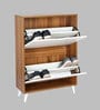 Kibo 12 Pair 2 Tier Shoe Cabinet In Lyon Walnut Finish