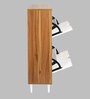 Kibo 12 Pair 2 Tier Shoe Cabinet In Lyon Walnut Finish