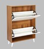 Kibo 12 Pair 2 Tier Shoe Cabinet In Lyon Walnut Finish