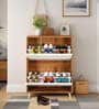 Kibo 12 Pair 2 Tier Shoe Cabinet In Lyon Walnut Finish