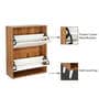 Kibo 12 Pair 2 Tier Shoe Cabinet In Lyon Walnut Finish