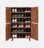 Kibo 18- Pairs 4 Door Shoe Cabinet In Lyon Walnut Finish