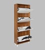 Kibo 24-Pair 4 Tier Shoe Cabinet In Lyon Walnut Finish