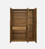 Kibo 3 Door Wardrobe In Lyon Walnut Finish With Drawer & Adjustable Shelves