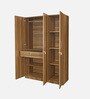 Kibo 3 Door Wardrobe In Lyon Walnut Finish With Drawer & Adjustable Shelves