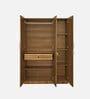 Kibo 3 Door Wardrobe In Lyon Walnut Finish With Drawer & Adjustable Shelves