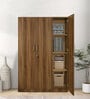 Kibo 3 Door Wardrobe In Lyon Walnut Finish With Drawer & Adjustable Shelves