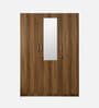 Kibo 3 Door Wardrobe In Lyon Walnut Finish With Drawer& Adjustable Shelves & Mirror