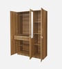 Kibo 3 Door Wardrobe In Lyon Walnut Finish With Drawer& Adjustable Shelves & Mirror