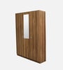 Kibo 3 Door Wardrobe In Lyon Walnut Finish With Drawer& Adjustable Shelves & Mirror