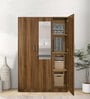 Kibo 3 Door Wardrobe In Lyon Walnut Finish With Drawer& Adjustable Shelves & Mirror