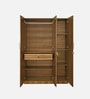 Kibo 3 Door Wardrobe In Lyon Walnut Finish With Drawer& Adjustable Shelves & Mirror