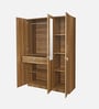 Kibo 3 Door Wardrobe In Lyon Walnut Finish With Drawer& Adjustable Shelves & Mirror