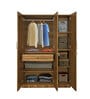 Kibo 3 Door Wardrobe In Lyon Walnut Finish With Drawer& Adjustable Shelves & Mirror