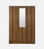 Kibo 3 Door Wardrobe In Lyon Walnut Finish With Drawer& Adjustable Shelves & Mirror
