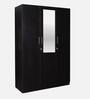 Kibo 3 Door Wardrobe In Wenge Finish With Drawer& Adjustable Shelves & Mirror
