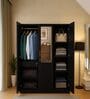 Kibo 3 Door Wardrobe In Wenge Finish With Drawer& Adjustable Shelves & Mirror
