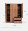 Kibo 4 Door Wardrobe In Lyon Walnut Finish With Adjustable Shelf & Drawer