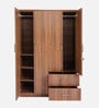 Kibo 4 Door Wardrobe In Lyon Walnut Finish With Adjustable Shelf & Drawer